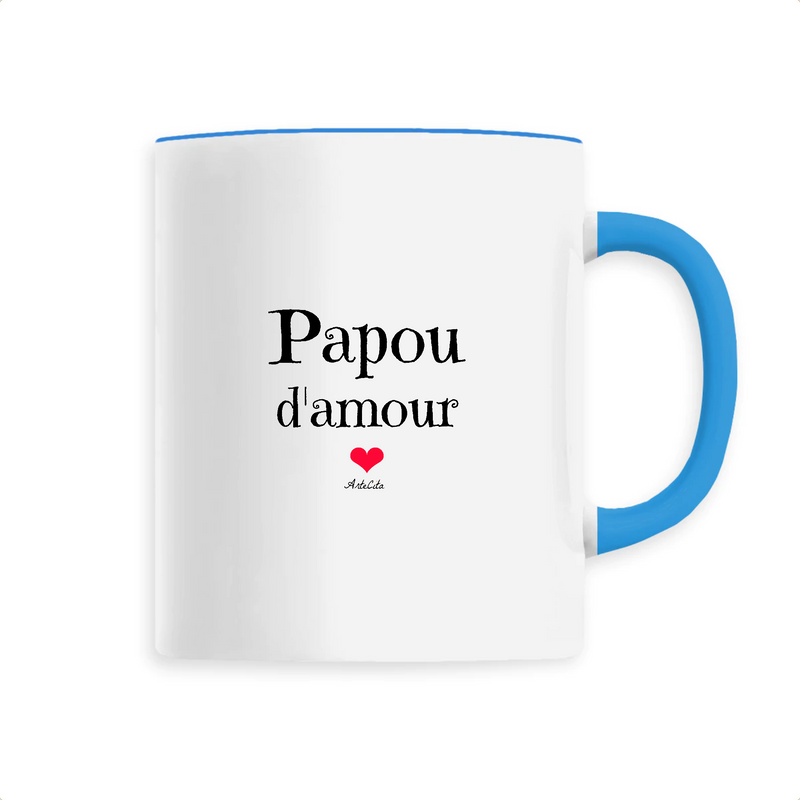 Cadeau anniversaire : Mug - Papou d'amour - 6 Coloris - Cadeau Original & Tendre - Cadeau Personnalisable - Cadeaux-Positifs.com -Unique-Bleu-