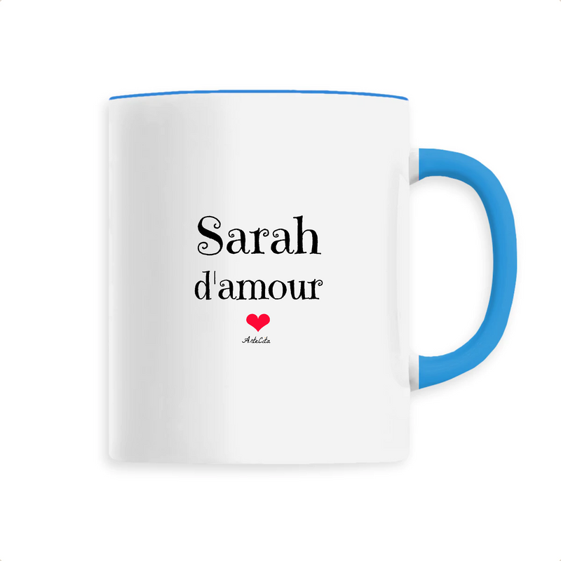 Cadeau anniversaire : Mug - Sarah d'amour - 6 Coloris - Cadeau Original & Tendre - Cadeau Personnalisable - Cadeaux-Positifs.com -Unique-Bleu-