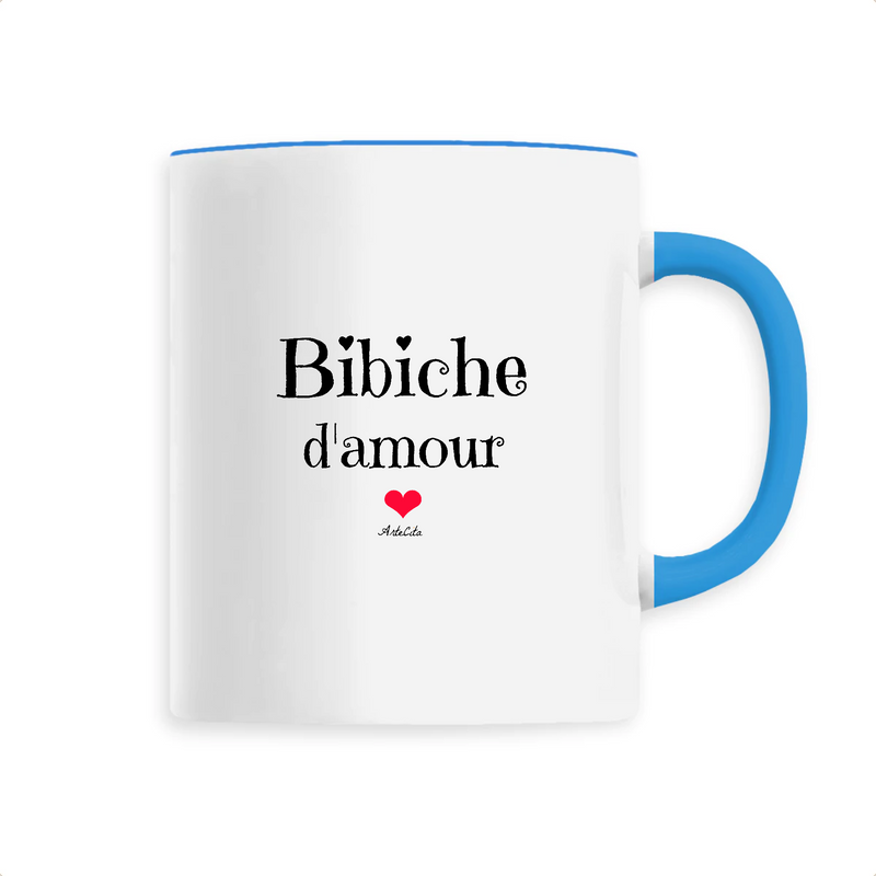 Cadeau anniversaire : Mug - Bibiche d'amour - 6 Coloris - Cadeau Original & Tendre - Cadeau Personnalisable - Cadeaux-Positifs.com -Unique-Bleu-