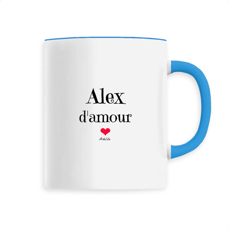Cadeau anniversaire : Mug - Alex d'amour - 6 Coloris - Cadeau Original & Tendre - Cadeau Personnalisable - Cadeaux-Positifs.com -Unique-Bleu-