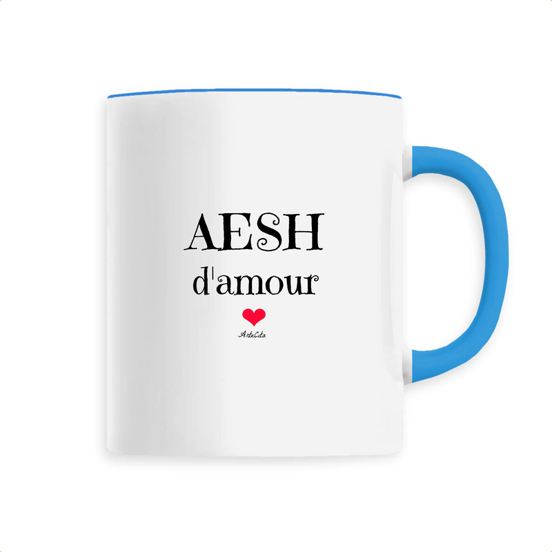 Cadeau anniversaire : Mug - AESH d'amour - 6 Coloris - Cadeau Original - Cadeau Personnalisable - Cadeaux-Positifs.com -Unique-Bleu-