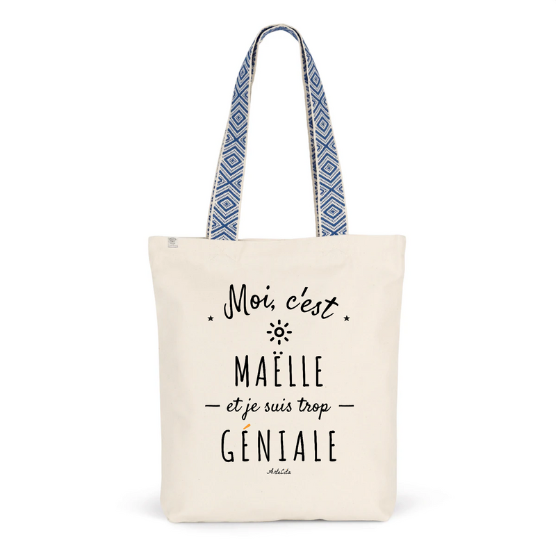 Cadeau anniversaire : Tote Bag Premium - Maëlle est trop Géniale - 2 Coloris - Durable - Cadeau Personnalisable - Cadeaux-Positifs.com -Unique-Bleu-