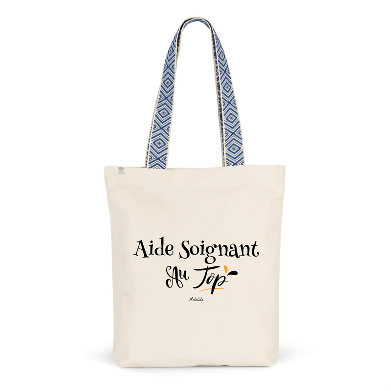 Cadeau anniversaire : Tote Bag Premium - Aide Soignant au Top - 2 Coloris - Cadeau Durable - Cadeau Personnalisable - Cadeaux-Positifs.com -Unique-Bleu-