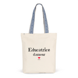 Tote Bag Premium - Educatrice d'amour - 2 Coloris - Cadeau Durable - Cadeau Personnalisable - Cadeaux-Positifs.com -Unique-Bleu-