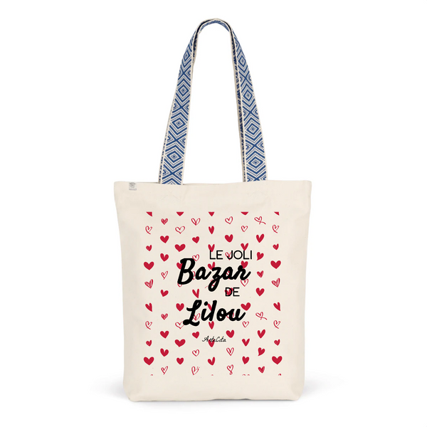 Tote Bag Premium - Le joli Bazar de Lilou - 2 Coloris - Durable - Cadeau Personnalisable - Cadeaux-Positifs.com -Unique-Bleu-