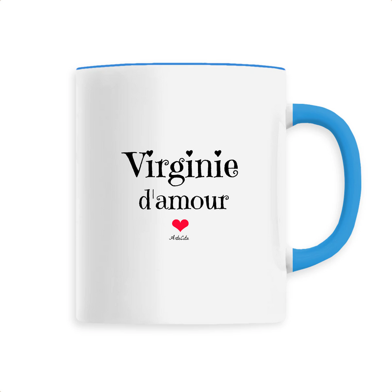 Cadeau anniversaire : Mug - Virginie d'amour - 6 Coloris - Cadeau Original & Tendre - Cadeau Personnalisable - Cadeaux-Positifs.com -Unique-Bleu-