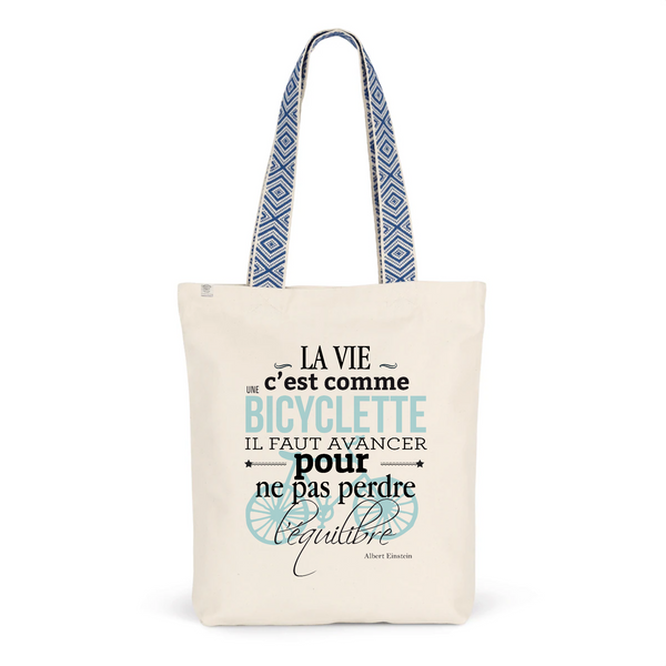 Tote Bag Premium - Citation Albert Einstein - 2 Coloris - Durable - Cadeau Personnalisable - Cadeaux-Positifs.com -Unique-Bleu-