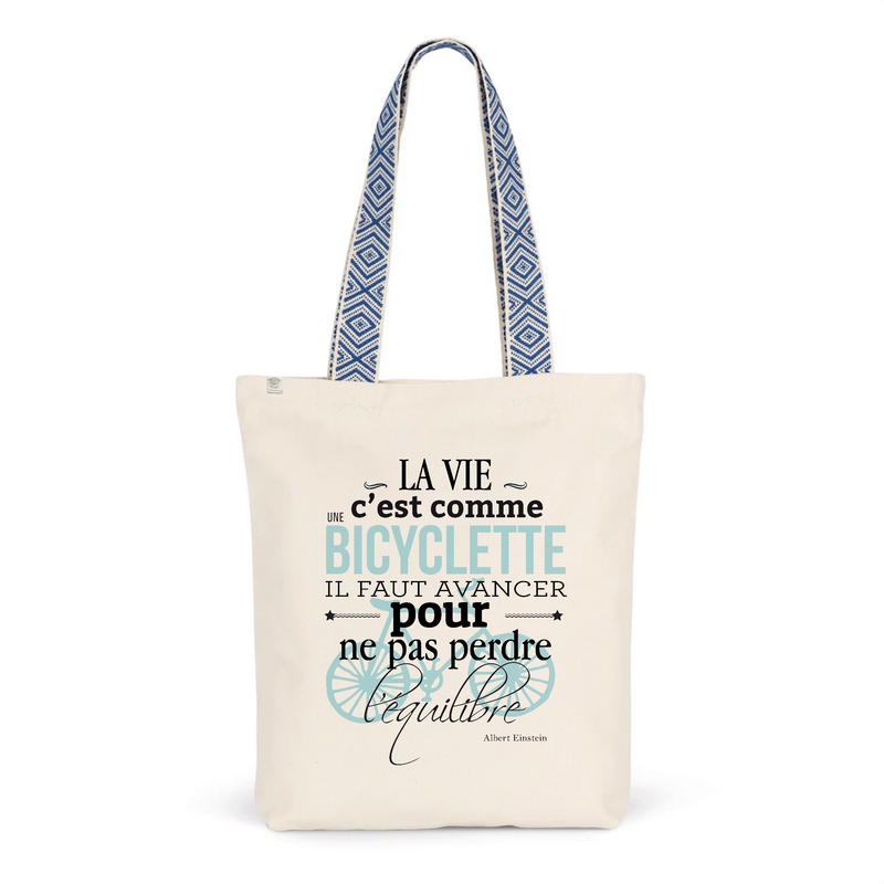 Cadeau anniversaire : Tote Bag Premium - Citation Albert Einstein - 2 Coloris - Durable - Cadeau Personnalisable - Cadeaux-Positifs.com -Unique-Bleu-