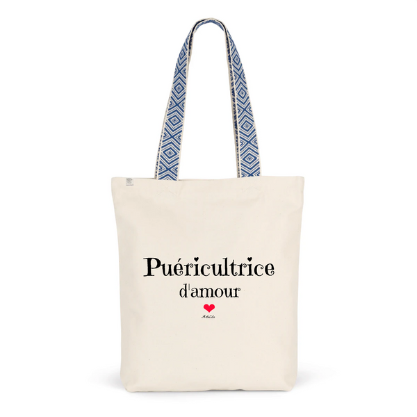 Tote Bag Premium - Puéricultrice d'amour - 2 Coloris - Cadeau Durable - Cadeau Personnalisable - Cadeaux-Positifs.com -Unique-Bleu-