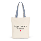 Tote Bag Premium - Sage Femme d'amour - 2 Coloris - Cadeau Durable - Cadeau Personnalisable - Cadeaux-Positifs.com -Unique-Bleu-