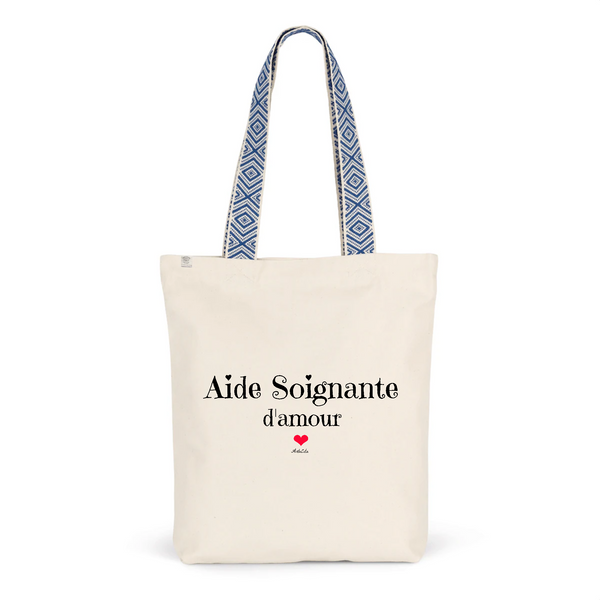 Tote Bag Premium - Aide Soignante d'amour - 2 Coloris - Cadeau Durable - Cadeau Personnalisable - Cadeaux-Positifs.com -Unique-Bleu-