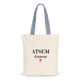Tote Bag Premium - ATSEM d'amour - 2 Coloris - Cadeau Durable - Cadeau Personnalisable - Cadeaux-Positifs.com -Unique-Bleu-