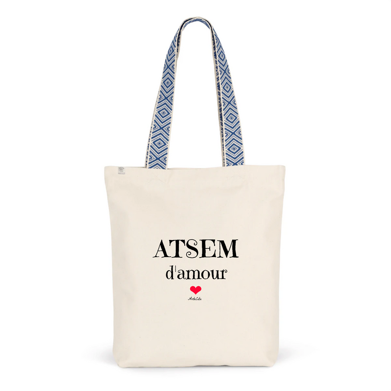 Cadeau anniversaire : Tote Bag Premium - ATSEM d'amour - 2 Coloris - Cadeau Durable - Cadeau Personnalisable - Cadeaux-Positifs.com -Unique-Bleu-