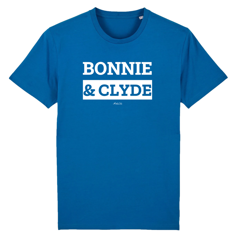 Cadeau anniversaire : T-Shirt Premium - Bonnie & Clyde - Coton Bio - 12 Coloris - Mythique - Cadeau Personnalisable - Cadeaux-Positifs.com -XS-Bleu-