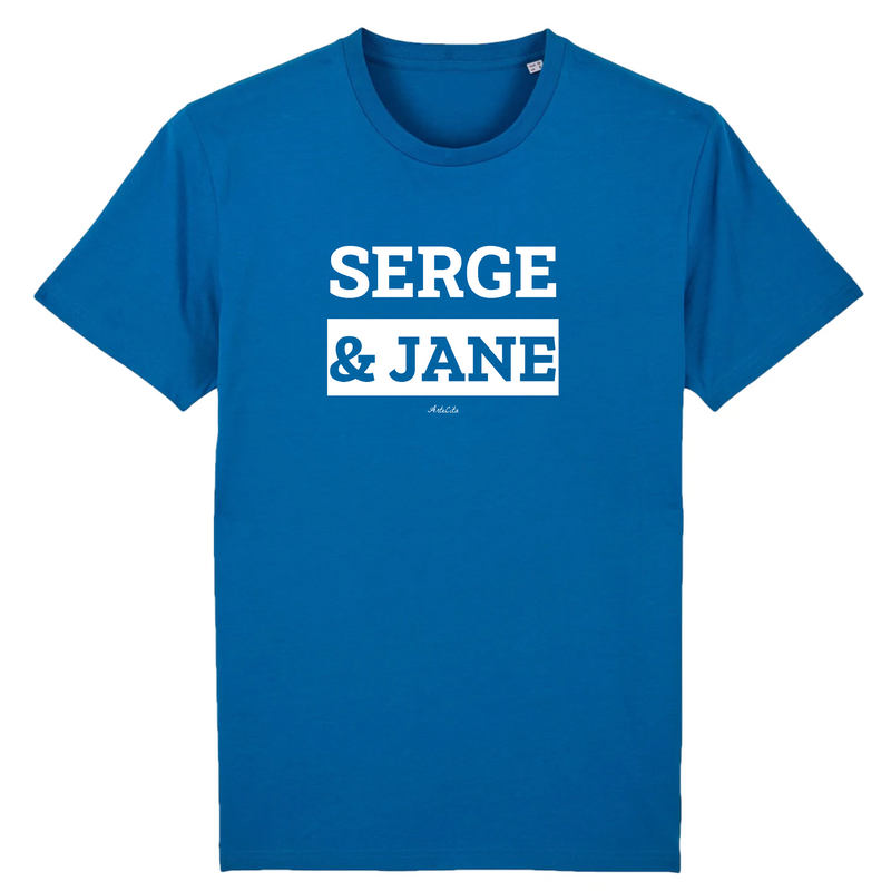 Cadeau anniversaire : T-Shirt Premium - Serge & Jane - Coton Bio - 12 Coloris - Mythique - Cadeau Personnalisable - Cadeaux-Positifs.com -XS-Bleu-