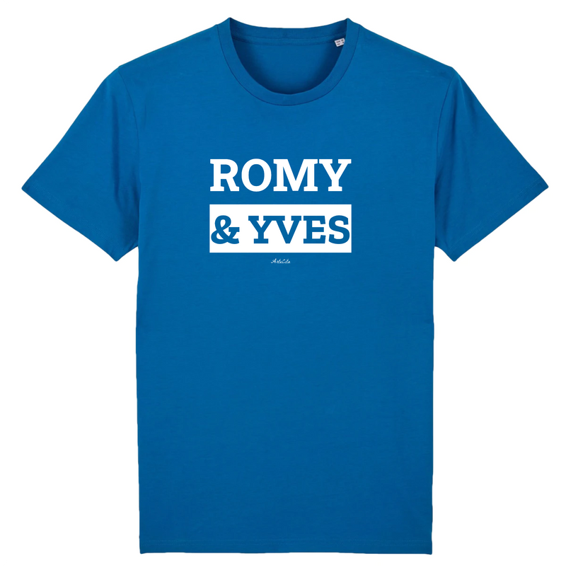 Cadeau anniversaire : T-Shirt Premium - Romy & Yves - Coton Bio - 12 Coloris - Mythique - Cadeau Personnalisable - Cadeaux-Positifs.com -XS-Bleu-