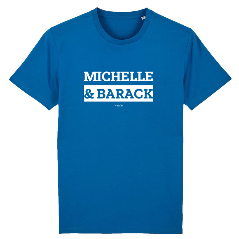 Cadeau anniversaire : T-Shirt Premium - Michelle & Barack - Coton Bio - 12 Coloris - Mythique - Cadeau Personnalisable - Cadeaux-Positifs.com -XS-Bleu-