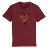 T-Shirt - Je suis Vegan de toi (Coeur) - Unisexe - Coton Bio - Cadeau Original - Cadeau Personnalisable - Cadeaux-Positifs.com -XS-Bordeaux-