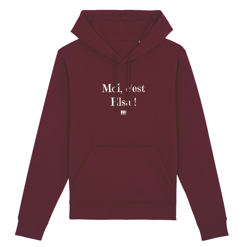 Cadeau anniversaire : Sweat à Capuche - Moi c'est Elsa - Coton Bio - Cadeau Original - Cadeau Personnalisable - Cadeaux-Positifs.com -XS-Bordeaux-