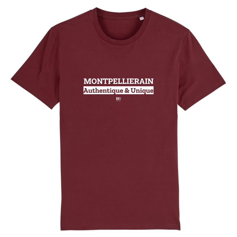 Cadeau anniversaire : T-Shirt - Montpelliérain - Coton Bio - 7 Coloris - Cadeau Original - Cadeau Personnalisable - Cadeaux-Positifs.com -XS-Bordeaux-