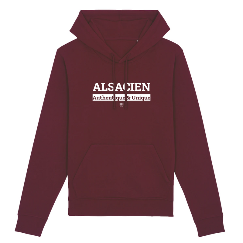 Cadeau anniversaire : Sweat à Capuche - Alsacien - Coton Bio - 5 Coloris - Cadeau Original - Cadeau Personnalisable - Cadeaux-Positifs.com -XS-Bordeaux-