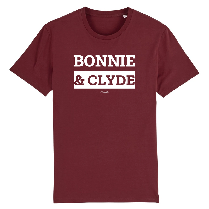 Cadeau anniversaire : T-Shirt Premium - Bonnie & Clyde - Coton Bio - 12 Coloris - Mythique - Cadeau Personnalisable - Cadeaux-Positifs.com -XS-Bordeaux-