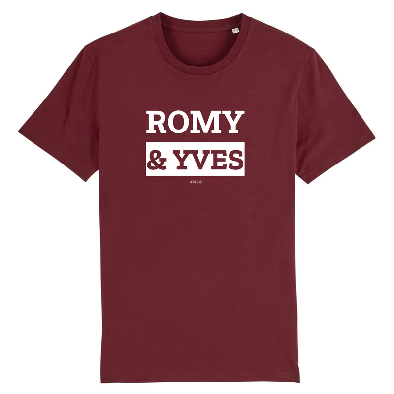 Cadeau anniversaire : T-Shirt Premium - Romy & Yves - Coton Bio - 12 Coloris - Mythique - Cadeau Personnalisable - Cadeaux-Positifs.com -XS-Bordeaux-