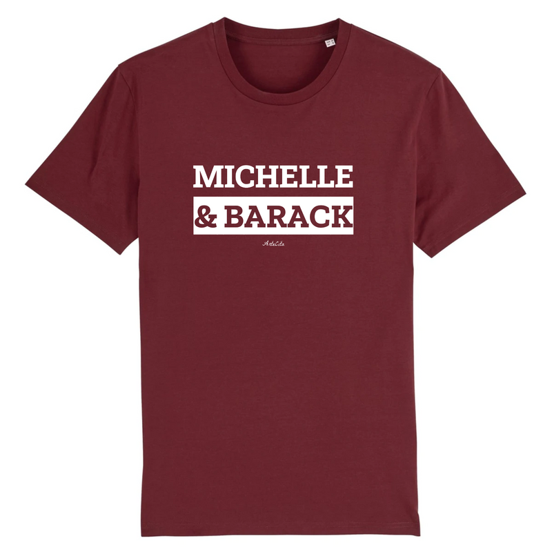 Cadeau anniversaire : T-Shirt Premium - Michelle & Barack - Coton Bio - 12 Coloris - Mythique - Cadeau Personnalisable - Cadeaux-Positifs.com -XS-Bordeaux-
