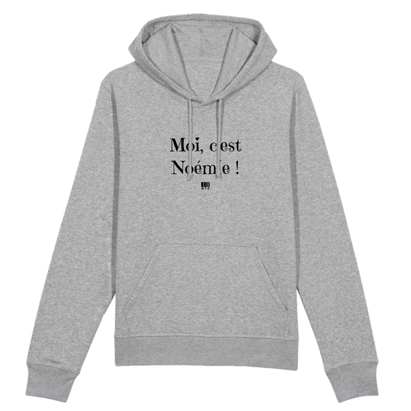 Sweat à Capuche - Moi c'est Noémie - Coton Bio - Cadeau Original - Cadeau Personnalisable - Cadeaux-Positifs.com -XS-Gris-