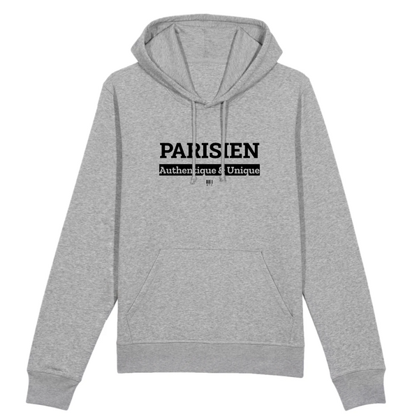 Sweat à Capuche - Parisien - Coton Bio - 5 Coloris - Cadeau Original - Cadeau Personnalisable - Cadeaux-Positifs.com -XS-Gris-