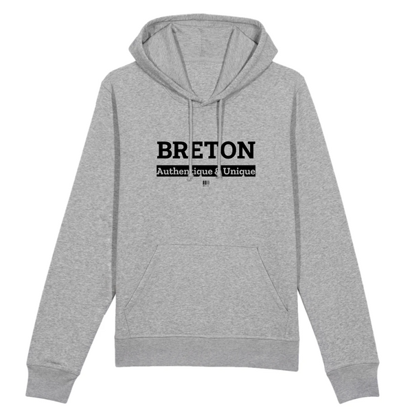 Sweat à Capuche - Breton - Coton Bio - 5 Coloris - Cadeau Original - Cadeau Personnalisable - Cadeaux-Positifs.com -XS-Gris-