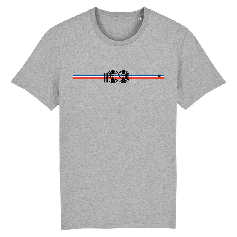 Cadeau anniversaire : T-Shirt - Année 1991 - Coton Bio - 7 Coloris - Cadeau Original - Cadeau Personnalisable - Cadeaux-Positifs.com -XS-Gris-