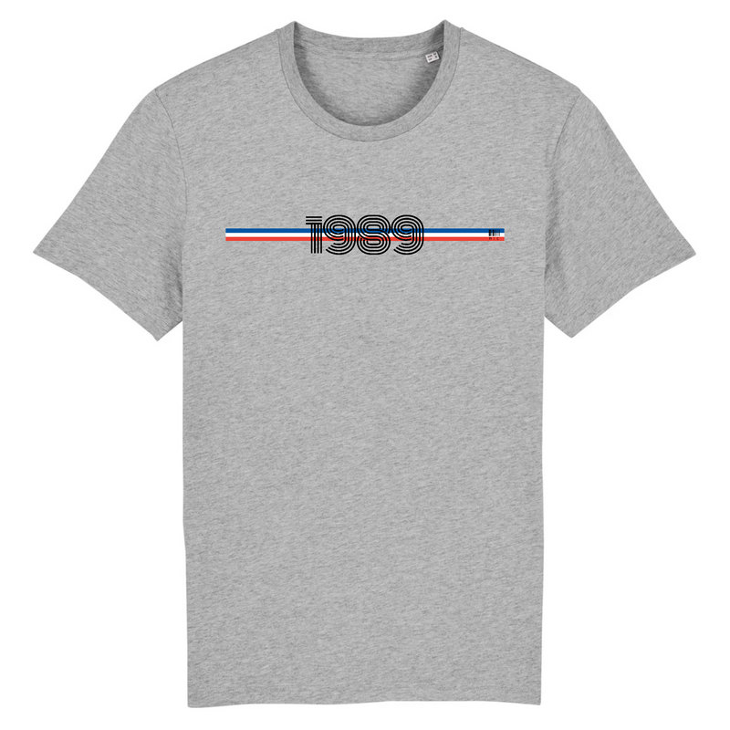 Cadeau anniversaire : T-Shirt - Année 1989 - Coton Bio - 7 Coloris - Cadeau Original - Cadeau Personnalisable - Cadeaux-Positifs.com -XS-Gris-