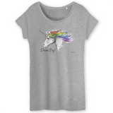 T-Shirt - Licorne Dream Big - Coton Bio - 2 Coloris - Cadeau Original - Cadeau Personnalisable - Cadeaux-Positifs.com -XS-Gris-
