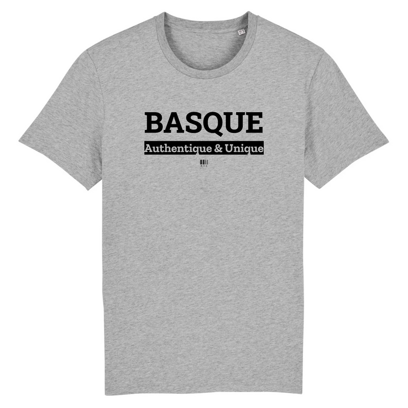 Cadeau anniversaire : T-Shirt - Basque - Unisexe - Coton Bio - 7 Coloris - Cadeau Original - Cadeau Personnalisable - Cadeaux-Positifs.com -XS-Gris-