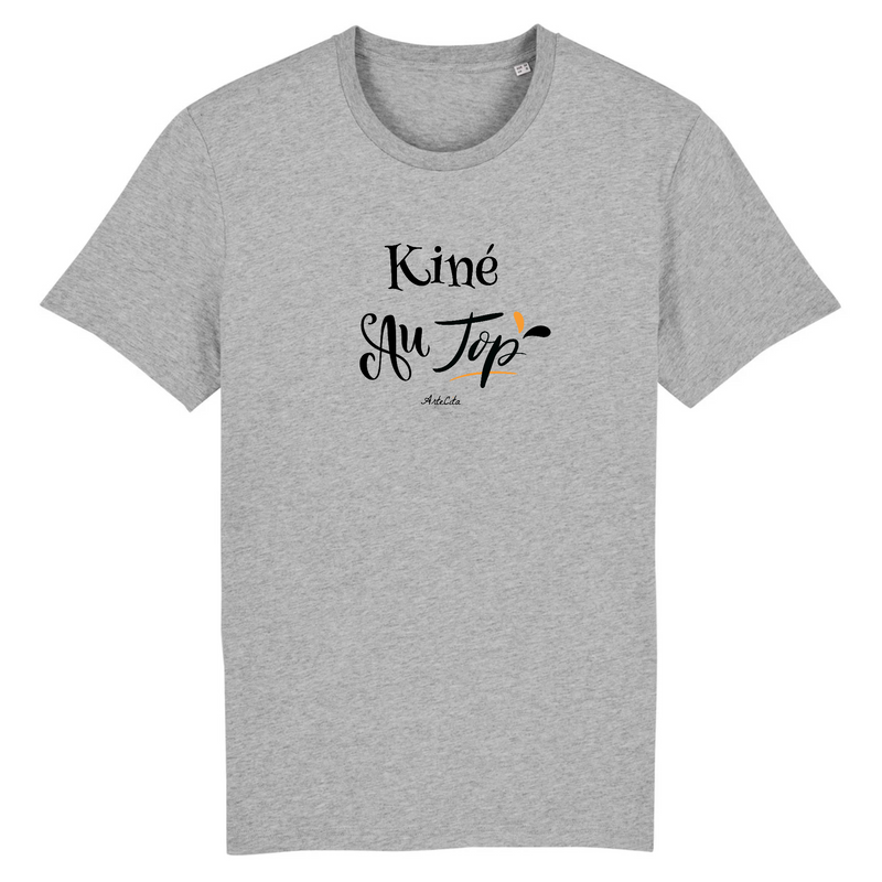 Cadeau anniversaire : T-Shirt - Kiné au Top - Homme - Coton Bio - Cadeau Original - Cadeau Personnalisable - Cadeaux-Positifs.com -XS-Gris-