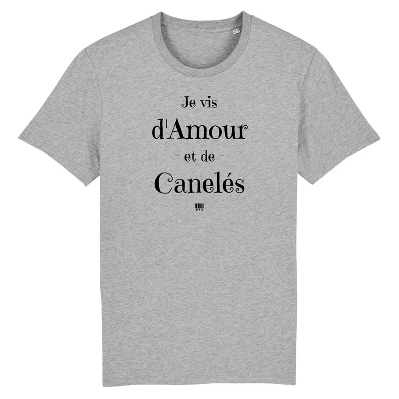 Cadeau anniversaire : T-Shirt - Amour et Canelés - Unisexe - Coton Bio - Cadeau Original - Cadeau Personnalisable - Cadeaux-Positifs.com -XS-Gris-