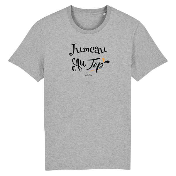 T-Shirt - Jumeau au Top - Coton Bio - Cadeau Original - Cadeau Personnalisable - Cadeaux-Positifs.com -XS-Gris-