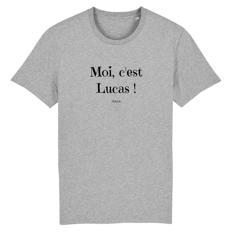 Cadeau anniversaire : T-Shirt - Moi c'est Lucas - Coton Bio - 7 Coloris - Cadeau Original - Cadeau Personnalisable - Cadeaux-Positifs.com -XS-Gris-