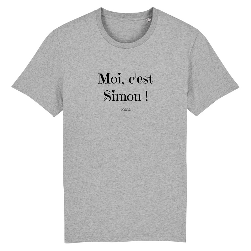 Cadeau anniversaire : T-Shirt - Moi c'est Simon - Coton Bio - 7 Coloris - Cadeau Original - Cadeau Personnalisable - Cadeaux-Positifs.com -XS-Gris-