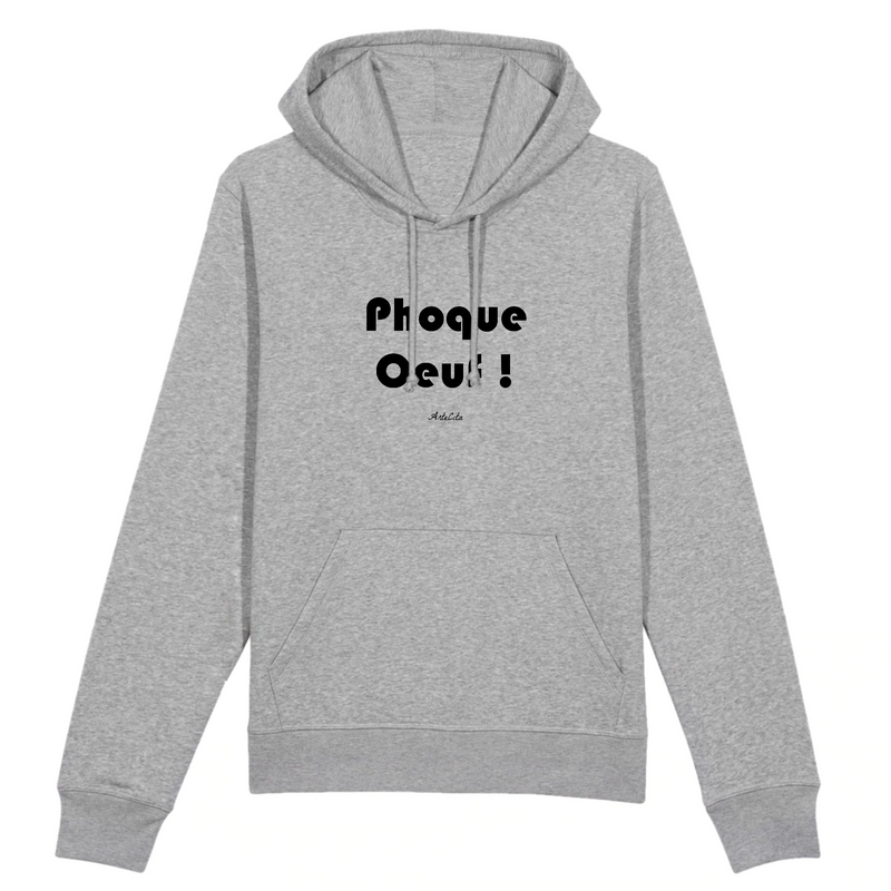 Cadeau anniversaire : Sweat à Capuche - Phoque Oeuf - Coton Bio - 5 Coloris - Humour - Cadeau Personnalisable - Cadeaux-Positifs.com -XS-Gris-