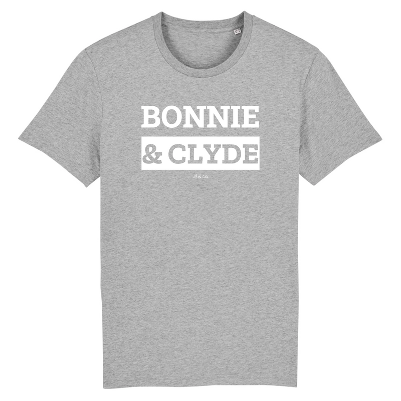 Cadeau anniversaire : T-Shirt Premium - Bonnie & Clyde - Coton Bio - 12 Coloris - Mythique - Cadeau Personnalisable - Cadeaux-Positifs.com -XS-Gris-
