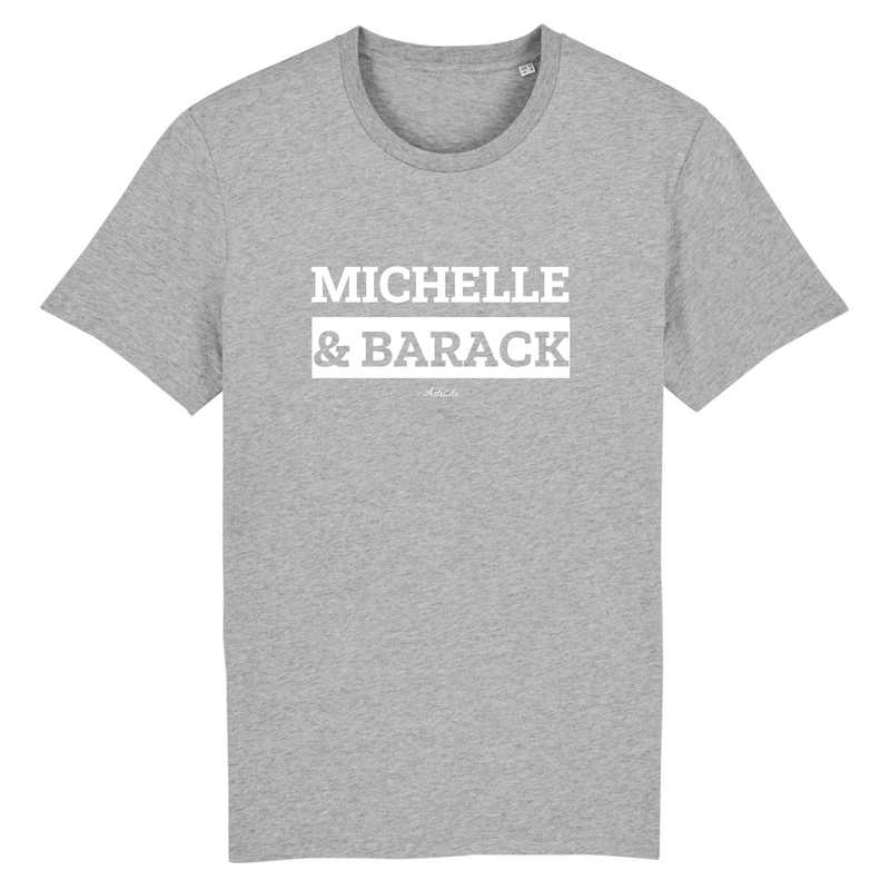 Cadeau anniversaire : T-Shirt Premium - Michelle & Barack - Coton Bio - 12 Coloris - Mythique - Cadeau Personnalisable - Cadeaux-Positifs.com -XS-Gris-