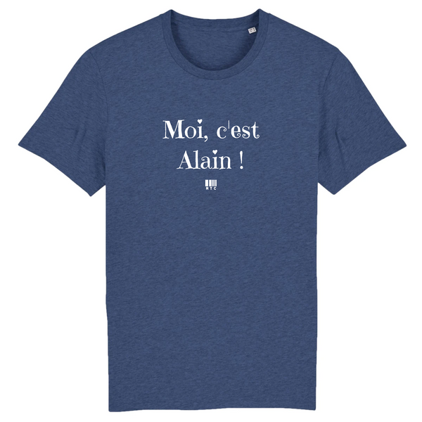 T-Shirt - Moi c'est Alain - Coton Bio - 7 Coloris - Cadeau Original - Cadeau Personnalisable - Cadeaux-Positifs.com -XS-Indigo-