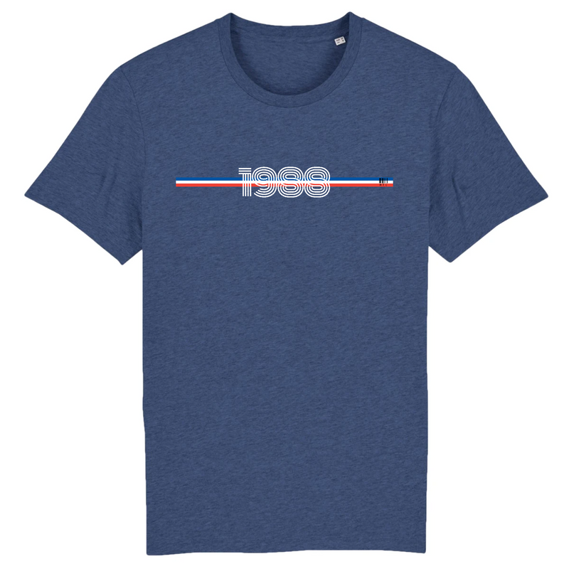 Cadeau anniversaire : T-Shirt - Année 1988 - Coton Bio - 7 Coloris - Cadeau Original - Cadeau Personnalisable - Cadeaux-Positifs.com -XS-Indigo-