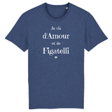 T-Shirt - Amour et Figatelli - Unisexe - Coton Bio - Cadeau Original - Cadeau Personnalisable - Cadeaux-Positifs.com -XS-Indigo-