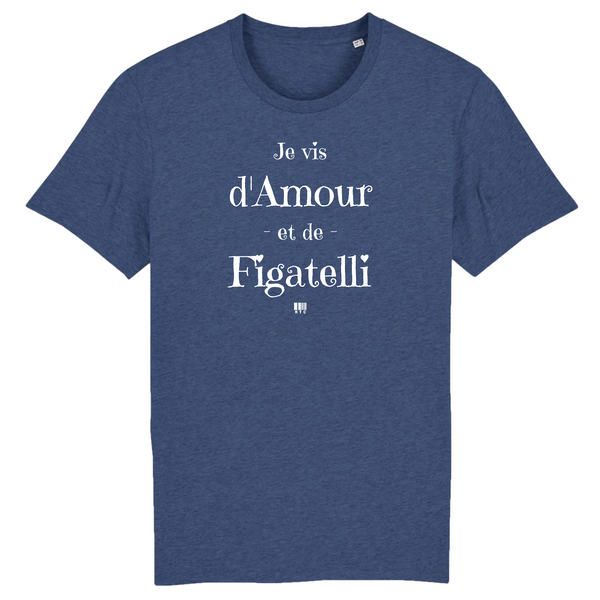 T-Shirt - Amour et Figatelli - Unisexe - Coton Bio - Cadeau Original - Cadeau Personnalisable - Cadeaux-Positifs.com -XS-Indigo-