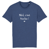 T-Shirt - Moi c'est Sacha - Coton Bio - 7 Coloris - Cadeau Original - Cadeau Personnalisable - Cadeaux-Positifs.com -XS-Indigo-