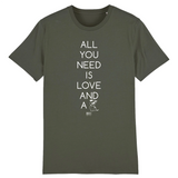 T-Shirt - All you need is Love and a Dog - Unisexe - Coton Bio - Cadeau Original - Cadeau Personnalisable - Cadeaux-Positifs.com -XS-Kaki-
