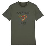 T-Shirt - Je suis Vegan de toi (Coeur) - Unisexe - Coton Bio - Cadeau Original - Cadeau Personnalisable - Cadeaux-Positifs.com -XS-Kaki-